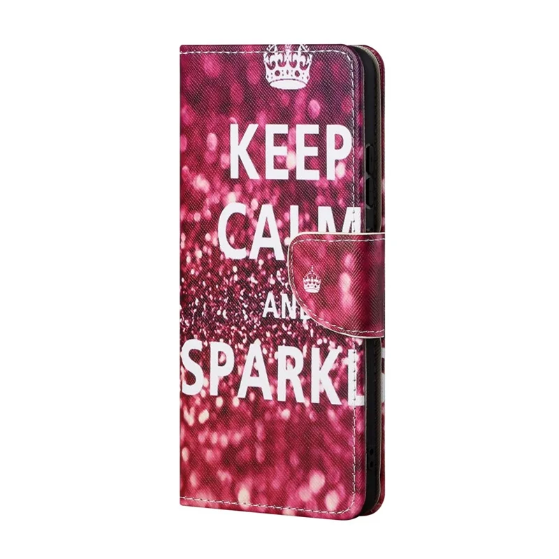 Wallet Stand Design Pattern Printing Cross Texture Leather Case for OnePlus 9 (EU / US Version) - Keep Calm and Sparkle