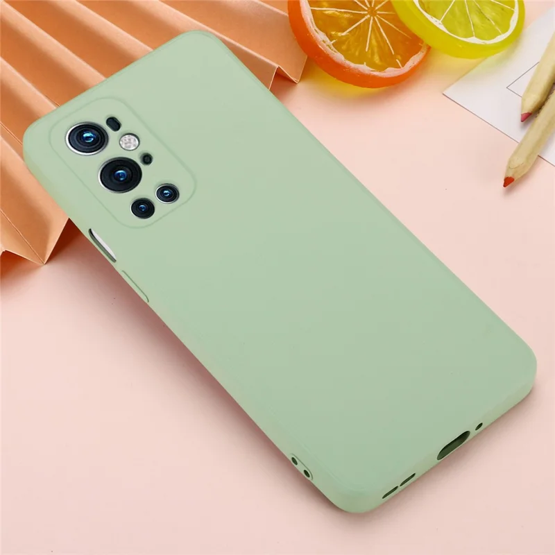 Liquid Silicone Soft Cover Case with Handy Strap for OnePlus 9 Pro - Green