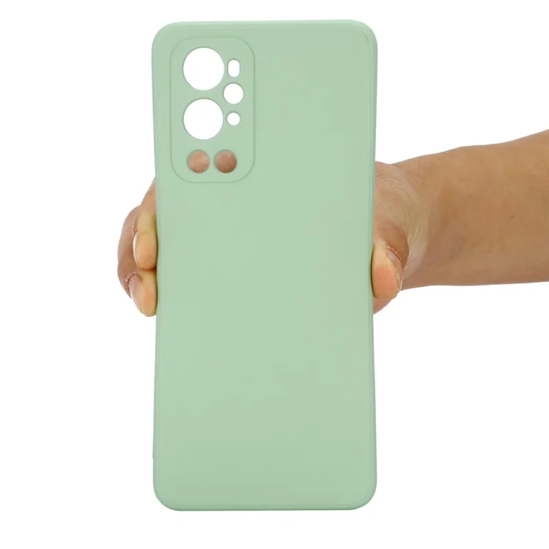 Liquid Silicone Soft Cover Case with Handy Strap for OnePlus 9 Pro - Green