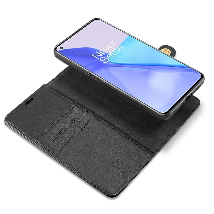 DG.MING For OnePlus 9 (EU / US Version) Protective Phone Case Detachable 2 in 1 Leather Shockproof Shell Flip Cover with Wallet - Black