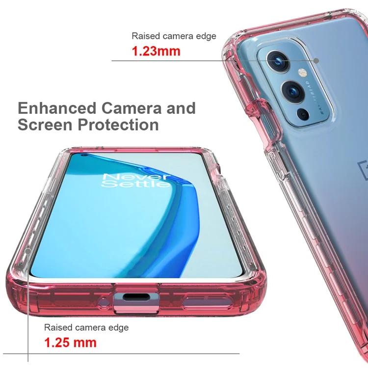 Custodia per telefono 2 in 1 con design a colori sfumati in PC+TPU, protetta e staccabile, per OnePlus 9 - Rosso