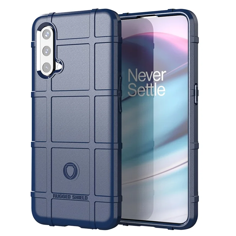Rugged Square Grid Texture Breaking-proof TPU Protective Cover Shell for OnePlus Nord CE 5G - Blue