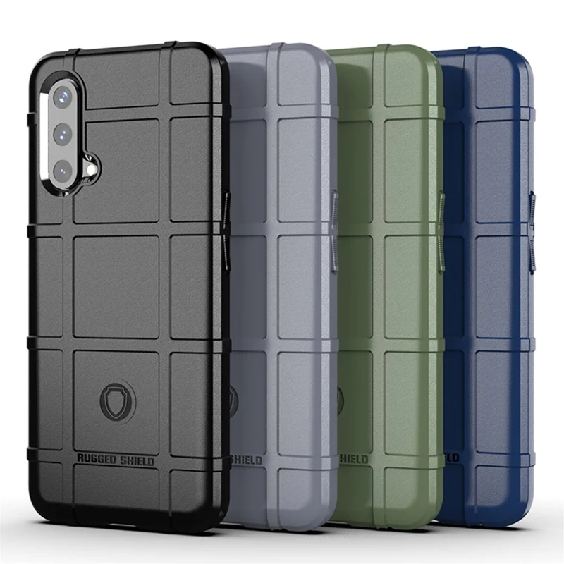 Rugged Square Grid Texture Breaking-proof TPU Protective Cover Shell for OnePlus Nord CE 5G - Blue