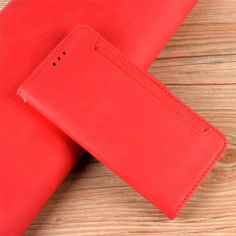 Magnetic Full Body Protection Shockproof Flip Leather Wallet Stand Protective Case with Multiple Card Slots for OnePlus Nord CE 5G - Red