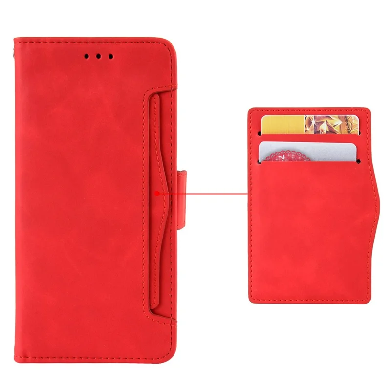 Magnetic Full Body Protection Shockproof Flip Leather Wallet Stand Protective Case with Multiple Card Slots for OnePlus Nord CE 5G - Red