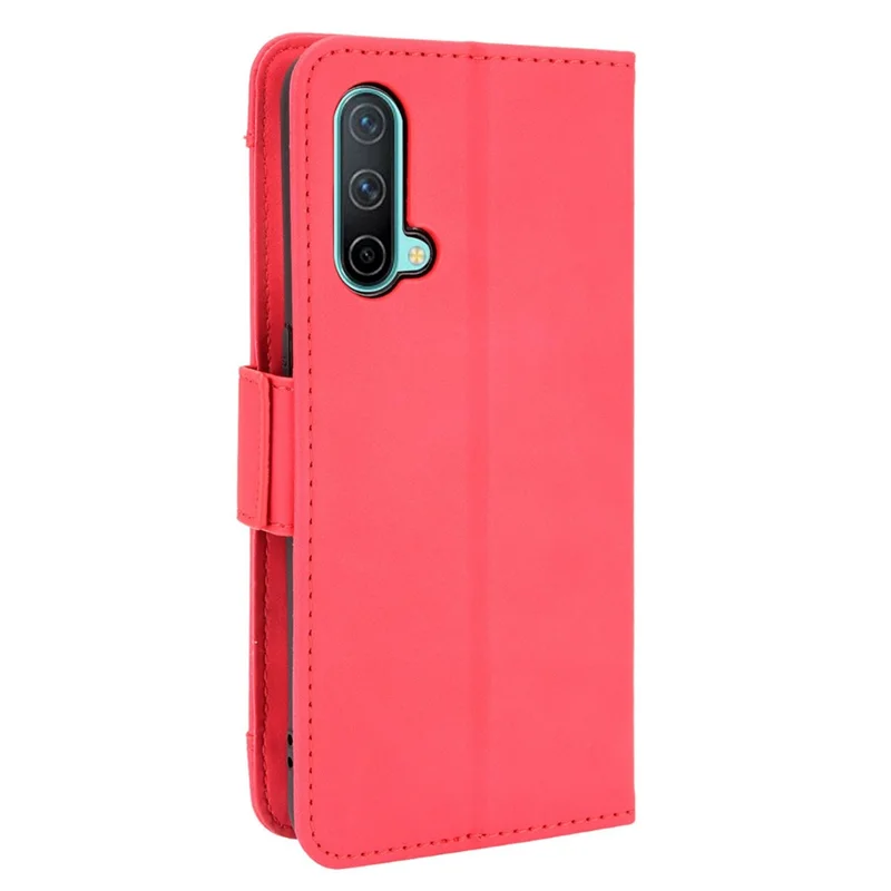 Magnetic Full Body Protection Shockproof Flip Leather Wallet Stand Protective Case with Multiple Card Slots for OnePlus Nord CE 5G - Red