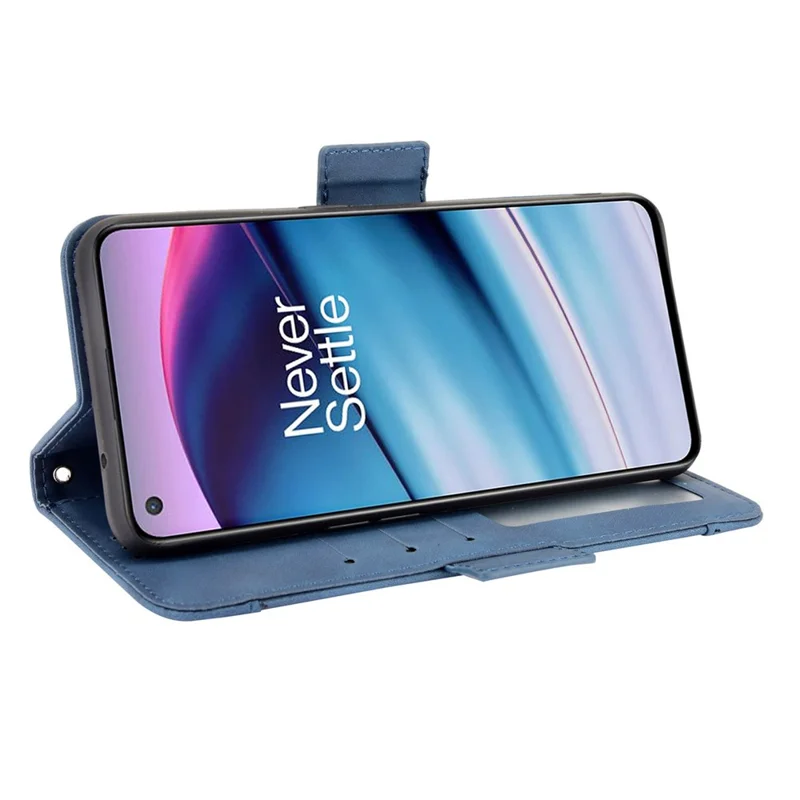 Magnetic Full Body Protection Shockproof Flip Leather Wallet Stand Protective Case with Multiple Card Slots for OnePlus Nord CE 5G - Blue