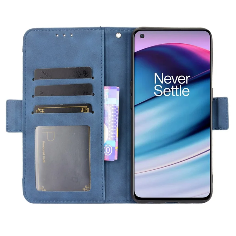 Magnetic Full Body Protection Shockproof Flip Leather Wallet Stand Protective Case with Multiple Card Slots for OnePlus Nord CE 5G - Blue