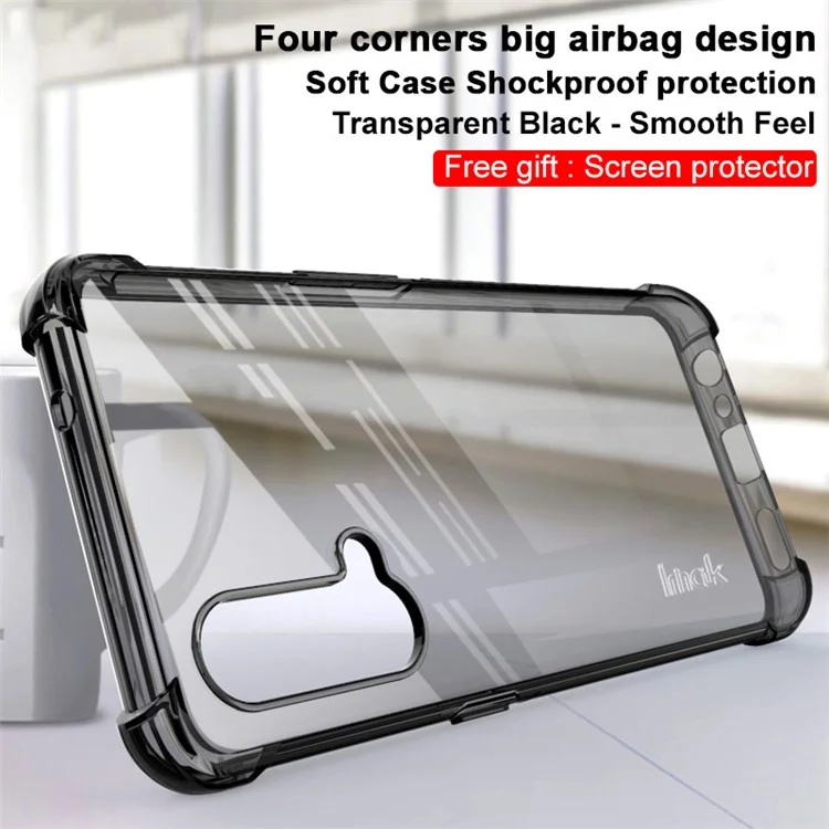 IMAK Гибкий чехол из ТПУ с защитной пленкой для экрана для OnePlus Nord CE 5G - Прозрачно-черный