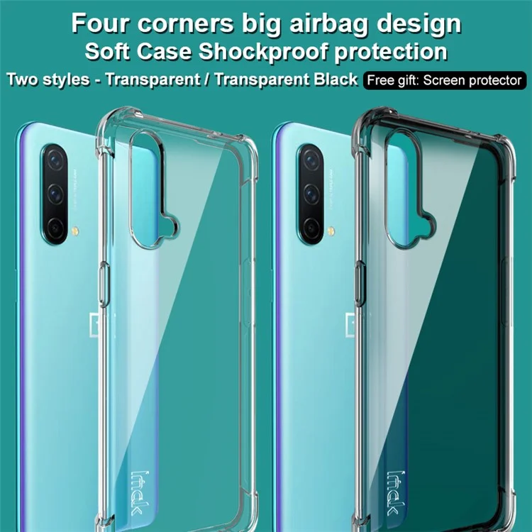 Copertina di Custodia TPU Flessibile IMAK Con Protezione Per lo Schermo Per OnePlus Nord CE 5G - Nero Trasparente