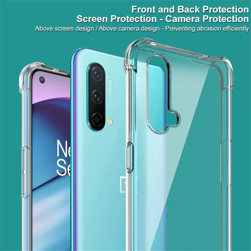 IMAK Flexible TPU Case Cover with Screen Protector for OnePlus Nord CE 5G - Transparent