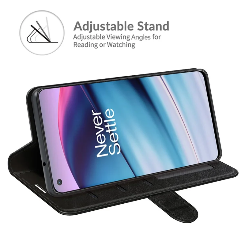 Crazy Horse Texture Brieftasche Leder Schutzhülle Mit Ständer Für OnePlus Nord Ce 5g - Schwarz