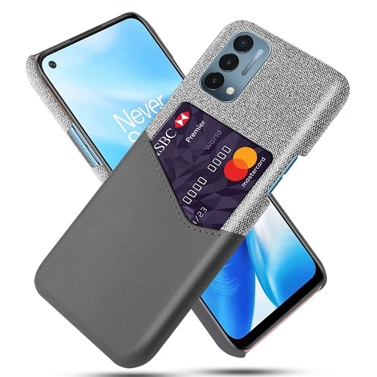 Funda protectora de tela de textura KSQ con ranura para tarjeta para OnePlus Nord N200 5G - Gris