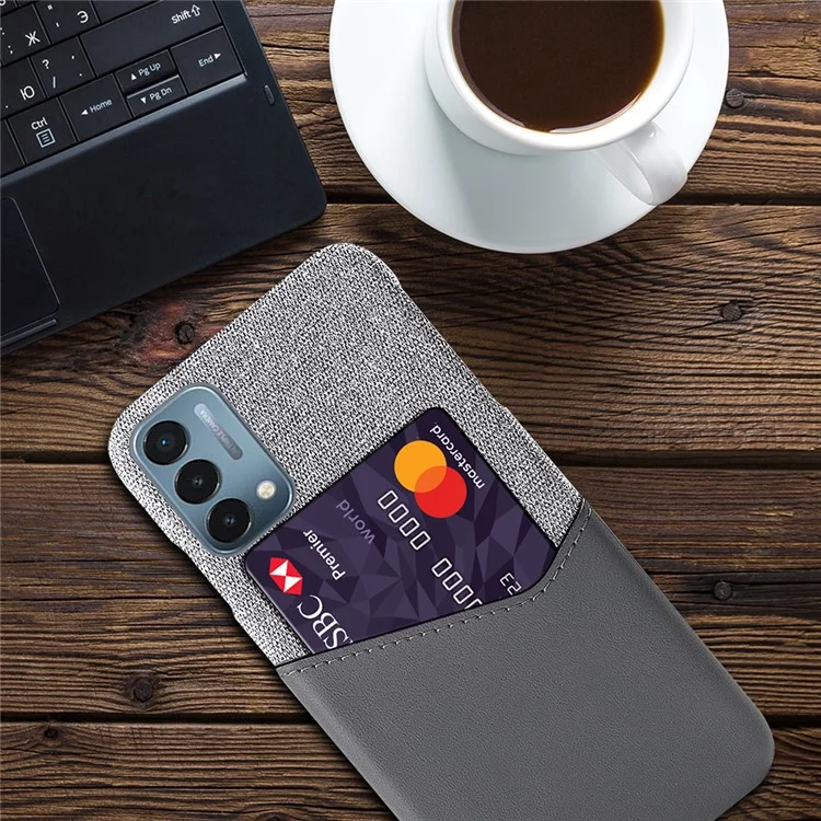 Funda protectora de tela de textura KSQ con ranura para tarjeta para OnePlus Nord N200 5G - Gris