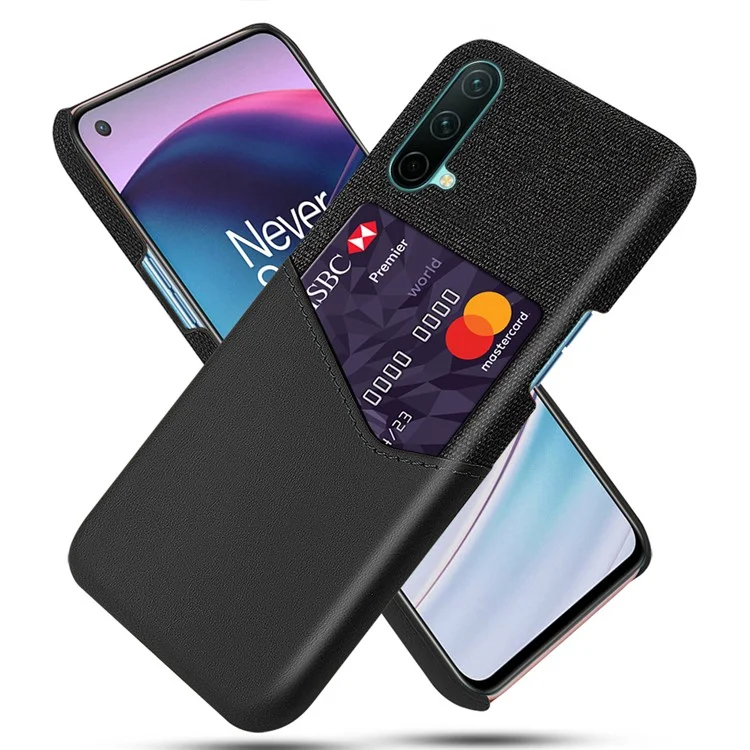 KSQ Cloth Texture Card Slot Design Hybrid Phone Case Protector für OnePlus Nord CE 5G - Schwarz