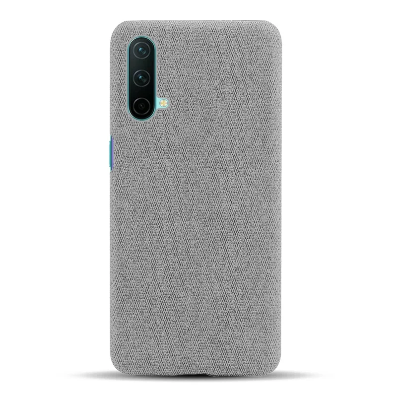 Cloth Coated Hard Plastic Phone Case Cover for OnePlus Nord CE 5G - Light Grey
