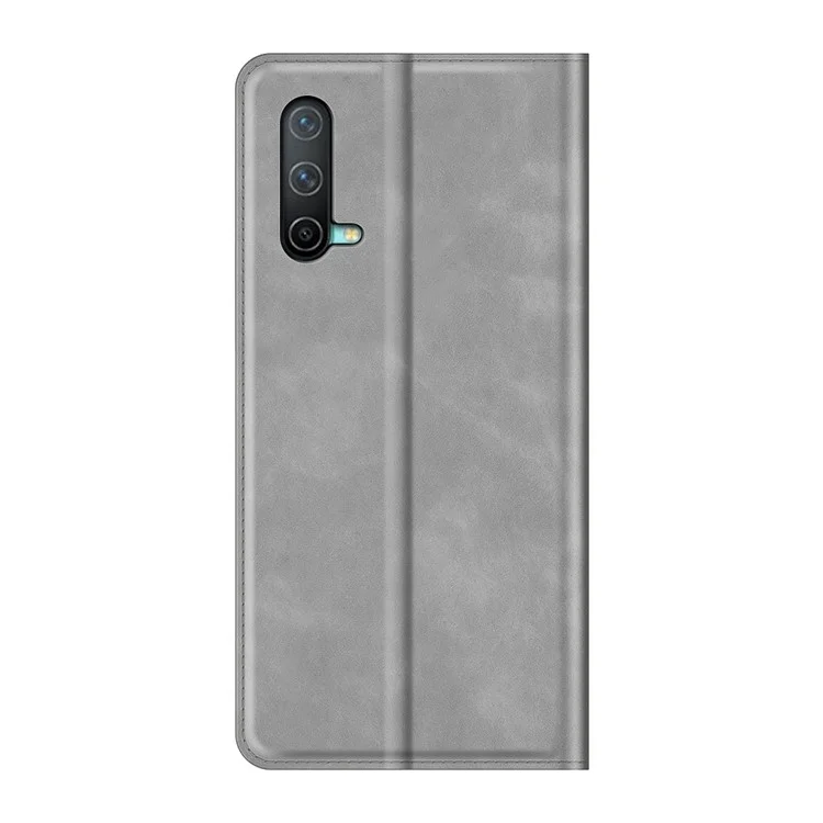 Кожаный чехол-бумажник с автоматическим поглощением для OnePlus Nord CE 5G - серый