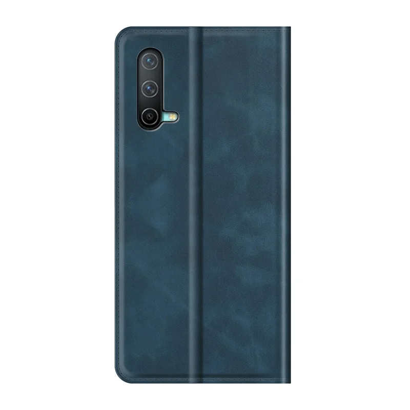 Skin-touch Auto-absorbed Wallet Leather Case with Stand for OnePlus Nord CE 5G - Blue