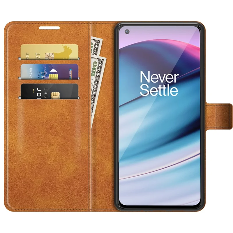 Magnetic Square Clasp Wallet Stand Leather Case Protector for OnePlus Nord CE 5G - Orange