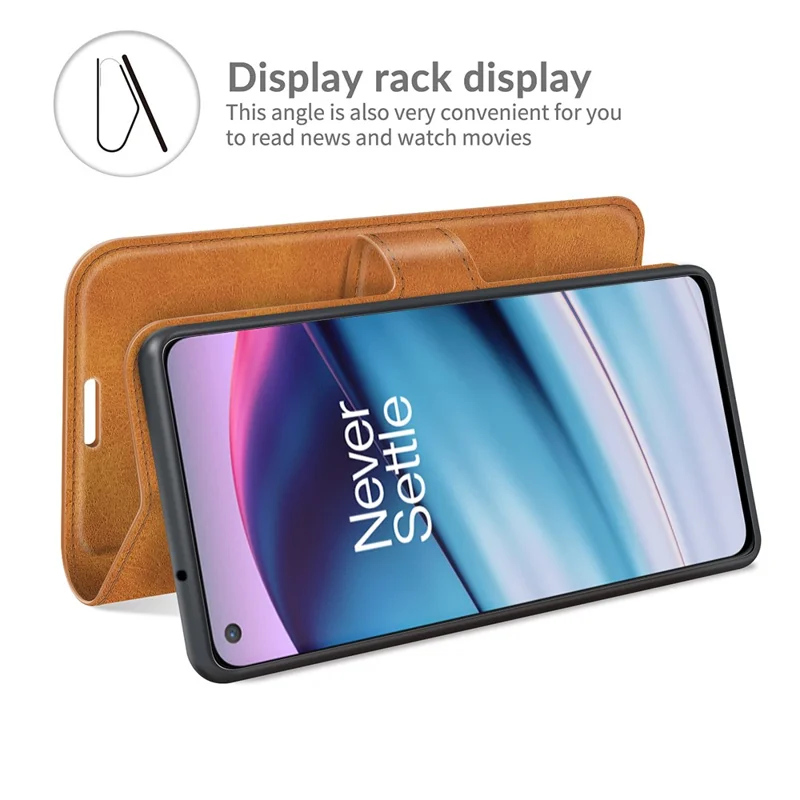 Magnetic Square Clasp Wallet Stand Leather Case Protector for OnePlus Nord CE 5G - Orange