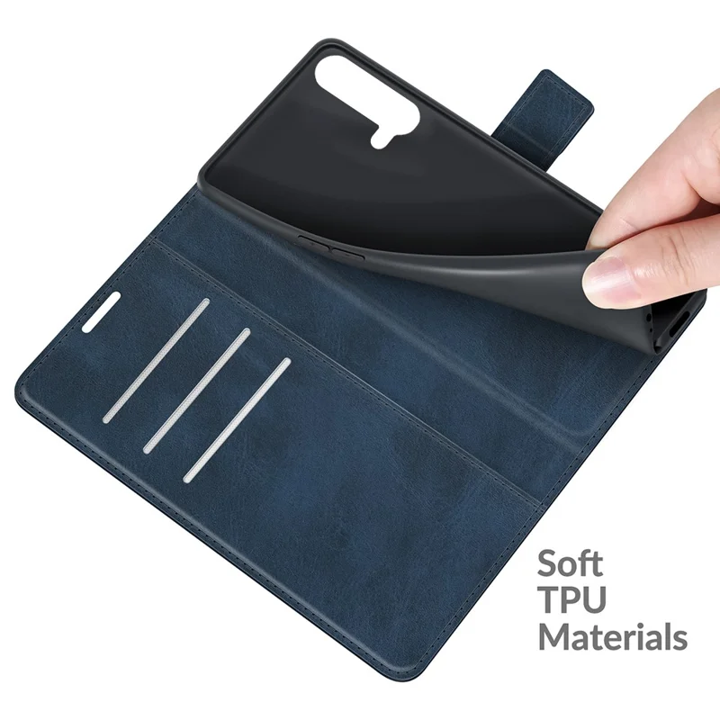 Magnetic Square Clasp Wallet Stand Leather Case Protector for OnePlus Nord CE 5G - Blue