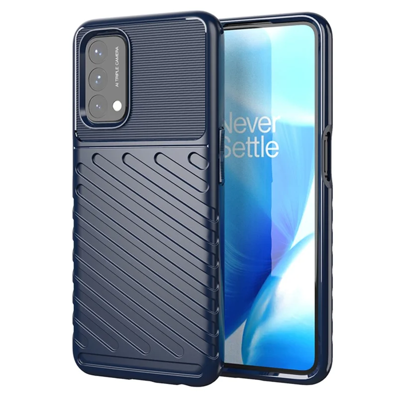Thunder Series Twill Texture Thickened TPU Protective Cover Case for OnePlus Nord N200 5G - Blue
