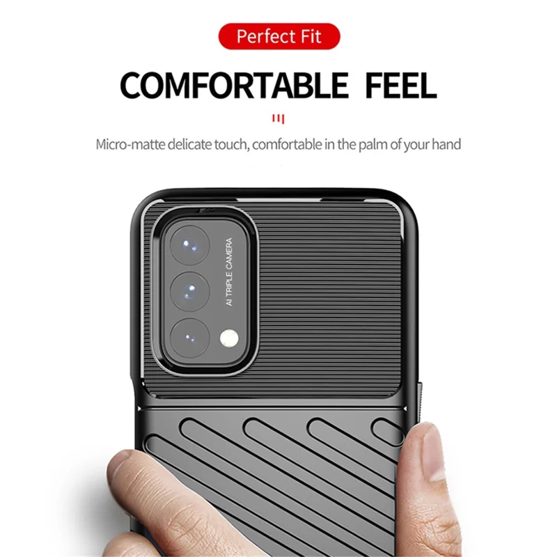 Thunder Series Twill Texture Thickened TPU Protective Cover Case for OnePlus Nord N200 5G - Blue