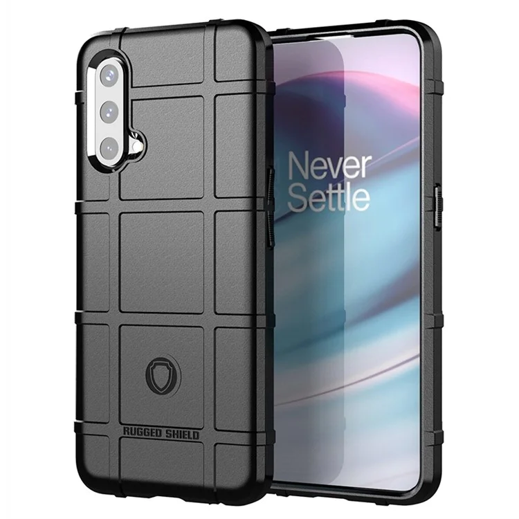 Schockfeste Rugged Square Grid Textur Tpu-telefonabdeckung Hülle Für OnePlus Nord CE 5G - Schwarz