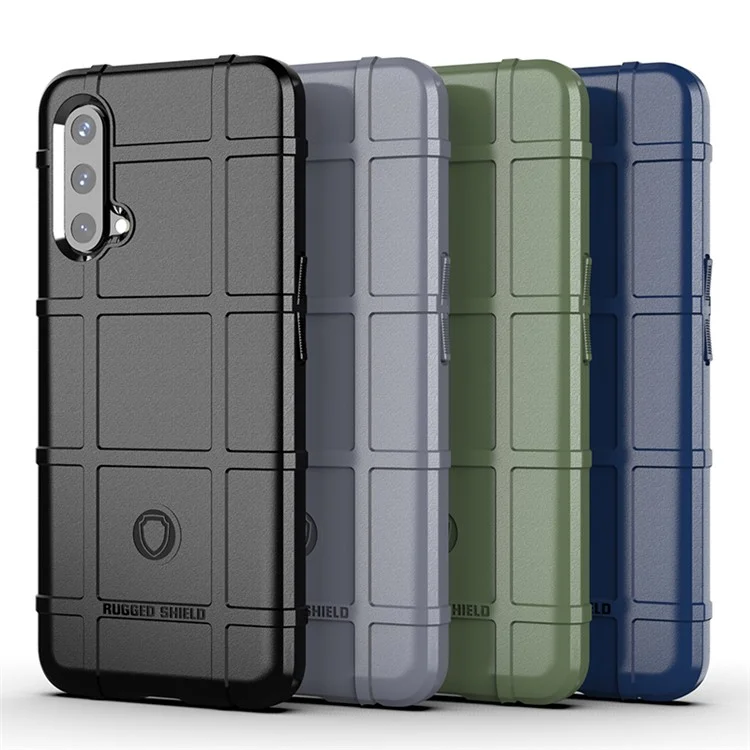 Schockfeste Rugged Square Grid Textur Tpu-telefonabdeckung Hülle Für OnePlus Nord CE 5G - Schwarz
