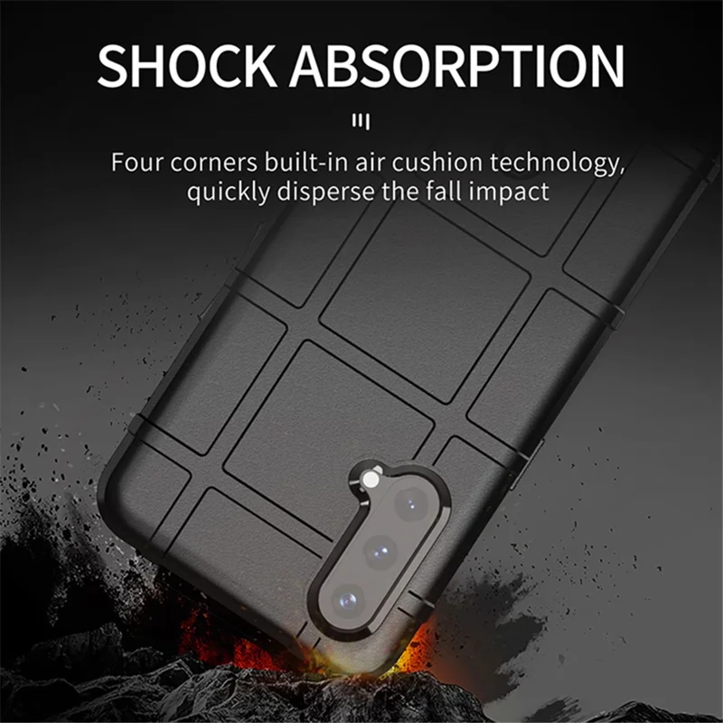 Shock-proof Rugged Square Grid Texture TPU Phone Cover Case for OnePlus Nord CE 5G - Blue