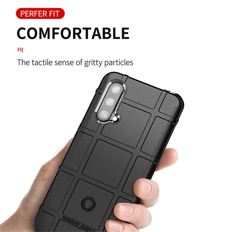 Shock-proof Rugged Square Grid Texture TPU Phone Cover Case for OnePlus Nord CE 5G - Blue