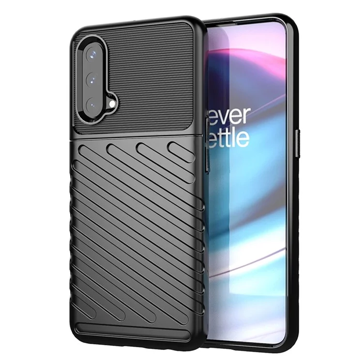 Capa de Proteção Espessa com Textura de Tecido da Série Thunder para OnePlus Nord CE 5G - Preto