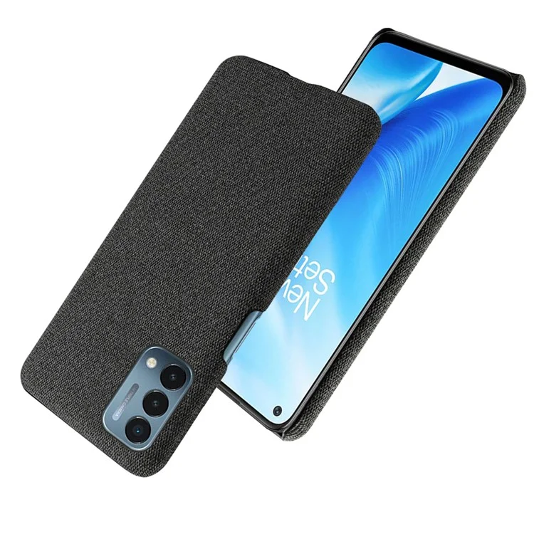 Cloth Coated Hard Plastic Phone Case Cover for OnePlus Nord N200 5G - Black