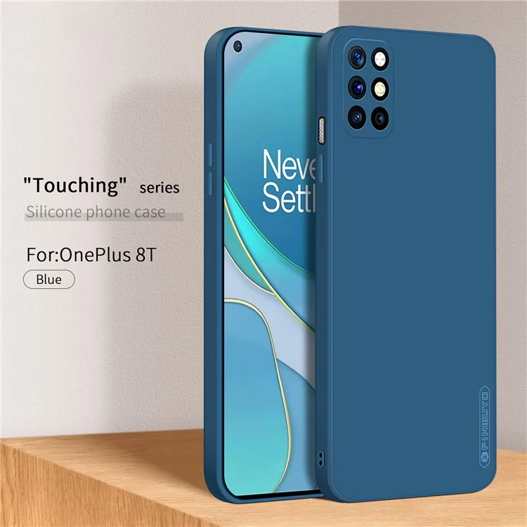 PINWUYO Precise Cut-Out Soft Touch Series Premium Silicone Rubber Protective Case for OnePlus 8T - Blue