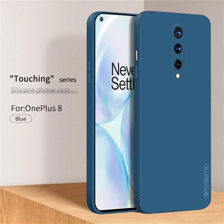 PINWUYO Slim Fit Silicone Shockproof Phone Cover with Precise Cutouts for OnePlus 8 - Blue