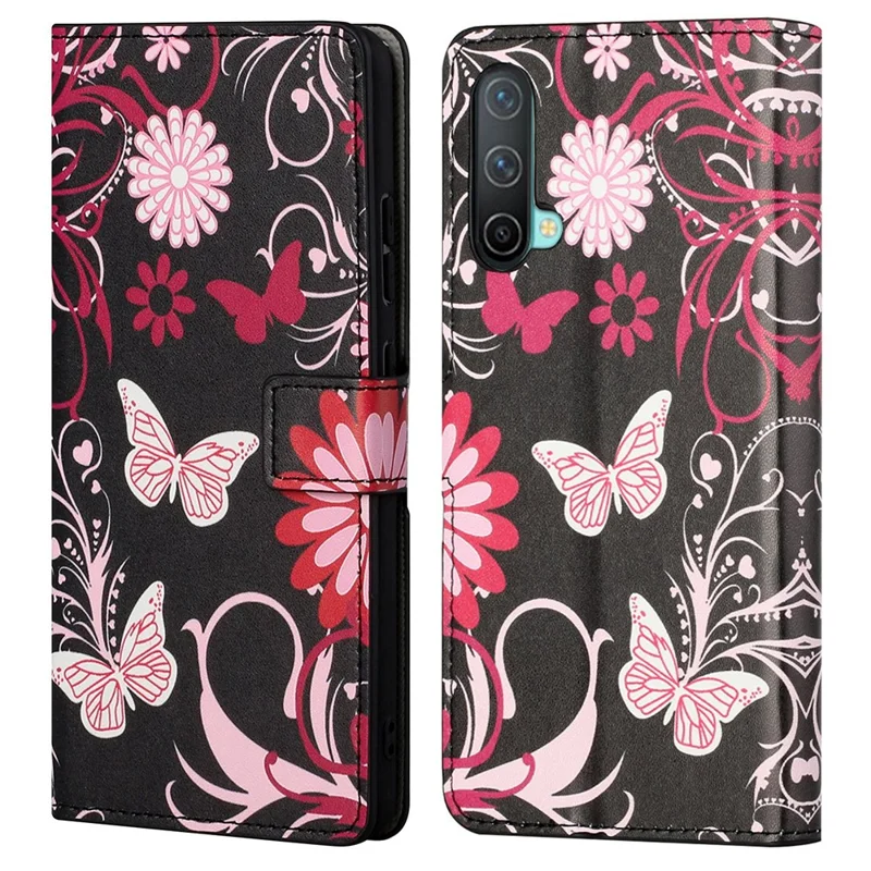Pattern Printing Wallet Design Leather Stand Case Shell for OnePlus Nord CE 5G - Butterfly