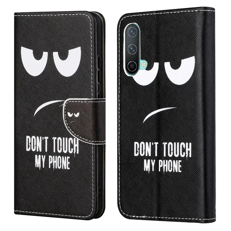 Cross Texture Pattern Printing Wallet Stand PU Leather Phone Case Cover for OnePlus Nord CE 5G - Eyes