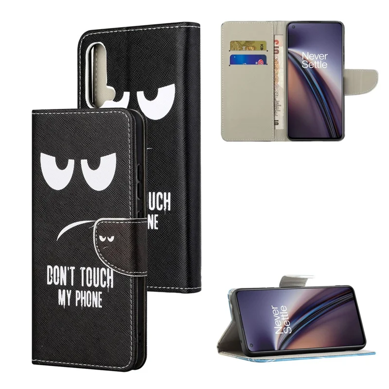 Cross Texture Pattern Printing Wallet Stand PU Leather Phone Case Cover for OnePlus Nord CE 5G - Eyes
