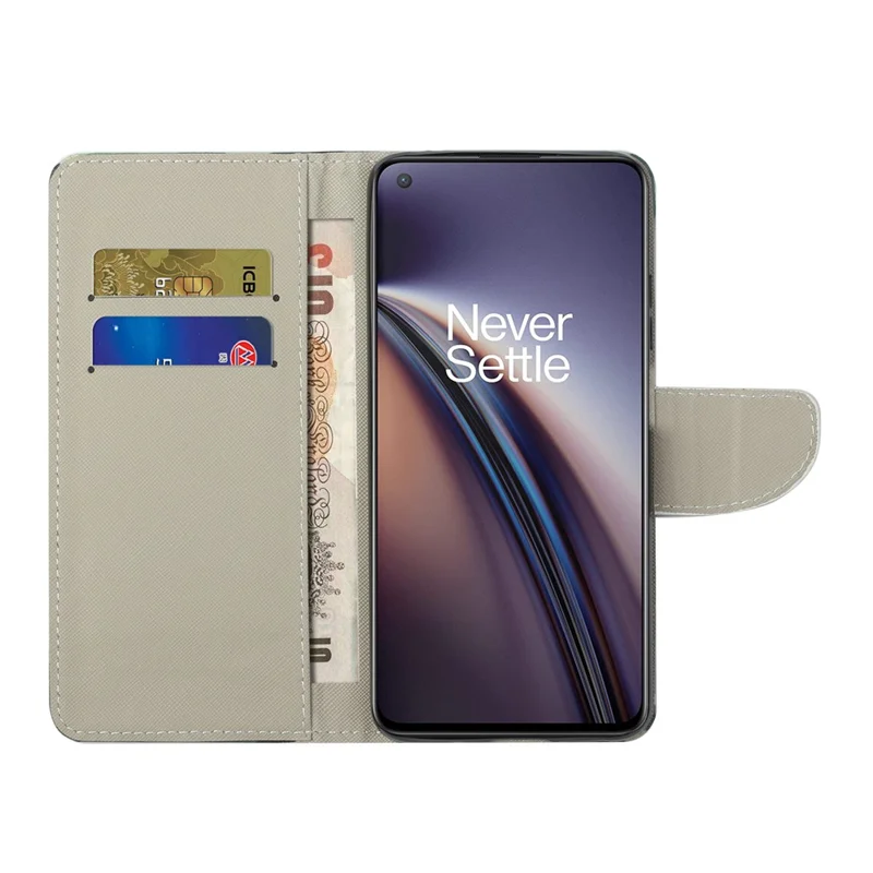 Cross Texture Pattern Printing Wallet Stand PU Leather Phone Case Cover for OnePlus Nord CE 5G - Beautiful Butterfly