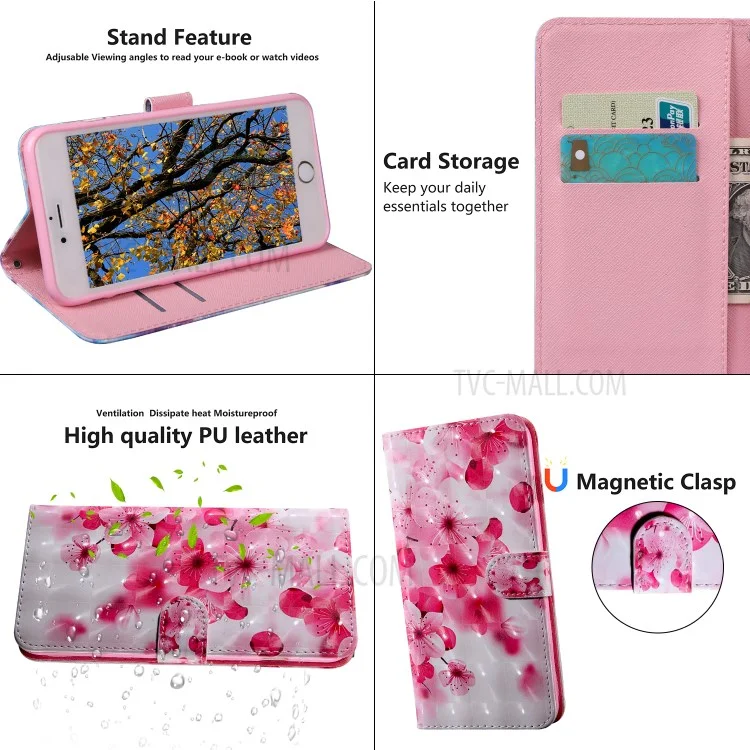 3D-художественный узор PU Leather Folio Flip Wallet Case Stand Shockproof Magnetic Cover with Strap for OnePlus Nord N200 5G - Персиковый цвет