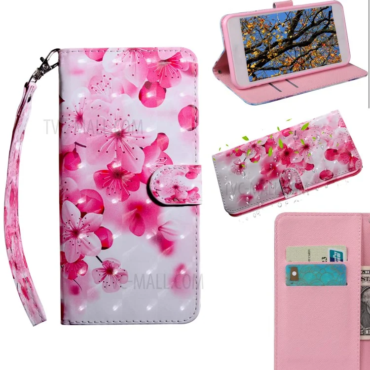 3D-художественный узор PU Leather Folio Flip Wallet Case Stand Shockproof Magnetic Cover with Strap for OnePlus Nord N200 5G - Персиковый цвет