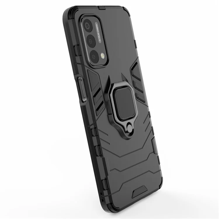 PC + TPU Combo Hybrid Phone Protective Cover Kickstand Case for OnePlus Nord N200 5G - Black