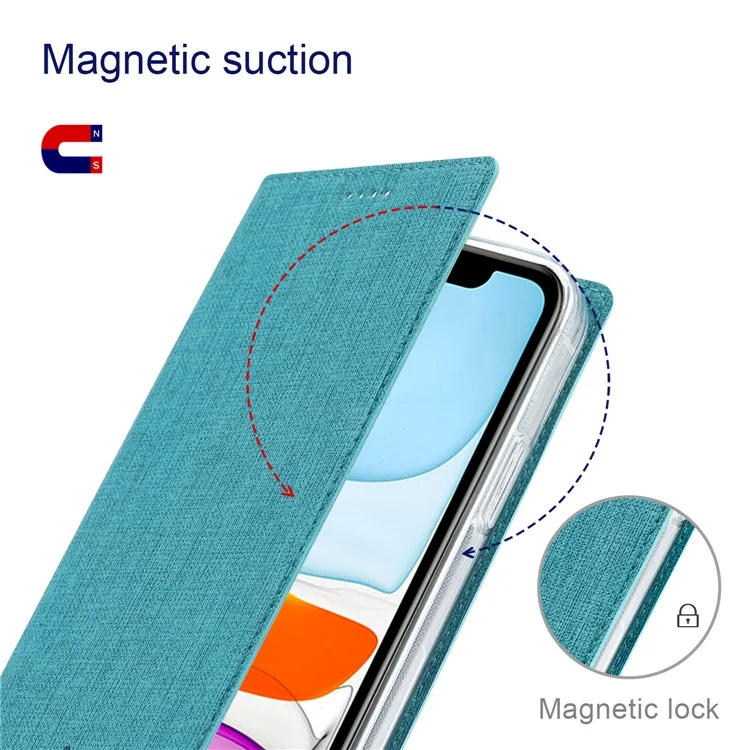 VILI DMX Series PU Leather Card Holder Folio Flip Stand Magnetic Phone Cover для OnePlus Nord CE 5G - Синий