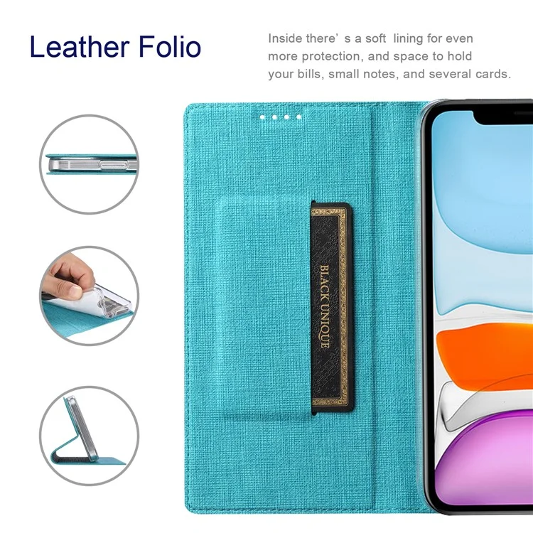 VILI DMX Series PU Leather Card Holder Folio Flip Stand Magnetic Phone Cover для OnePlus Nord CE 5G - Синий
