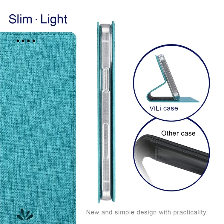 VILI DMX Series PU Leather Card Holder Folio Flip Stand Magnetic Phone Cover для OnePlus Nord CE 5G - Синий