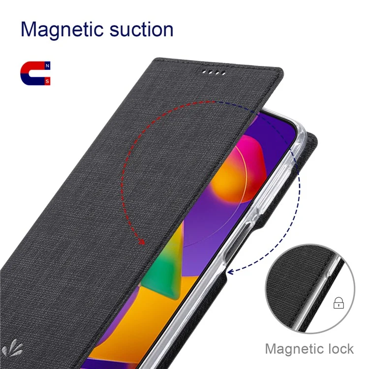 VILI DMX Series PU Leather Flip Succión Magnética Magnética Fuerte de la Billetera de Cierre Para OnePlus Nord N200 5G - Negro