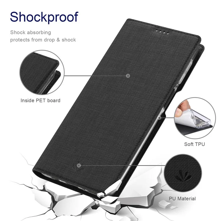 VILI DMX Series PU Leather Flip Succión Magnética Magnética Fuerte de la Billetera de Cierre Para OnePlus Nord N200 5G - Negro