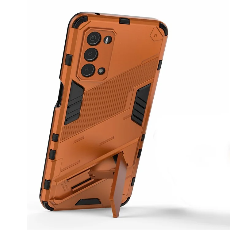 Drop-resistenter PC + TPU Combo Case Kickstand Design Schutztelefonkasten Für OnePlus Nord N200 5G - Gelb