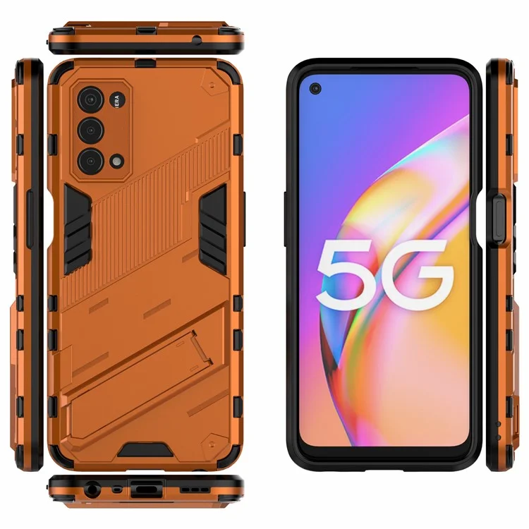 Drop-resistenter PC + TPU Combo Case Kickstand Design Schutztelefonkasten Für OnePlus Nord N200 5G - Gelb