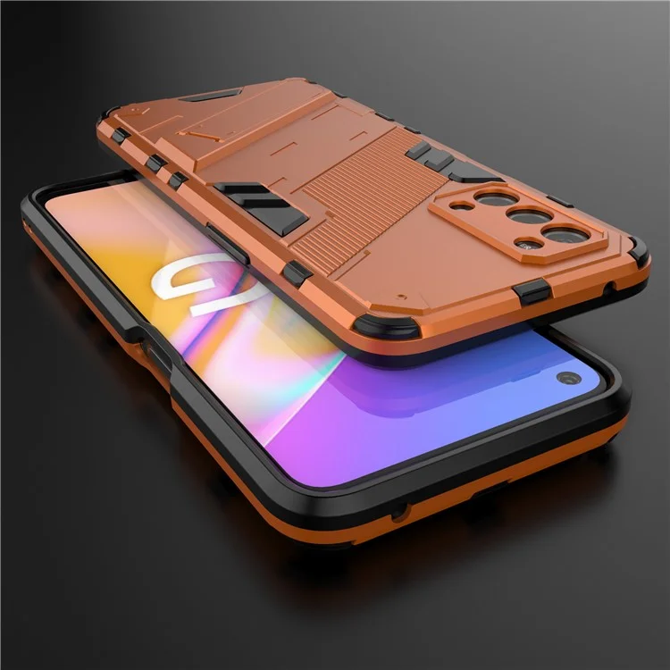 Drop-resistenter PC + TPU Combo Case Kickstand Design Schutztelefonkasten Für OnePlus Nord N200 5G - Gelb